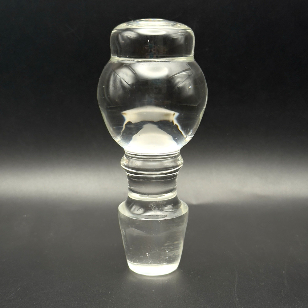 Vintage Decanter Stopper Solid Clear Glass Barware For 1” Mouth
